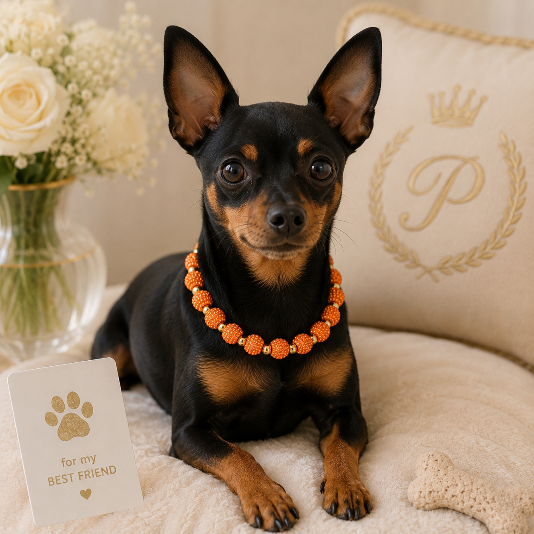 Collana per Cani "Sparkling Pearl" – Perle e Brillantini 8mm